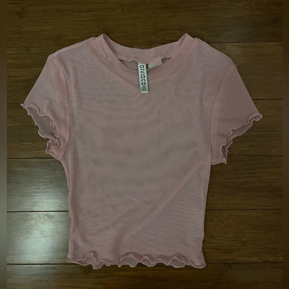 Pink mesh top